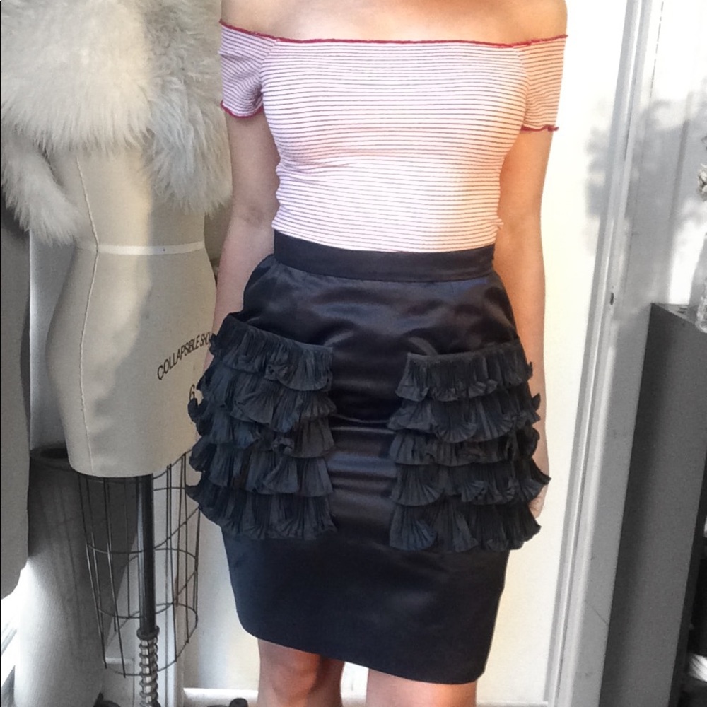 Vintage Valentino Black Pencil Skirt, Ruffles!